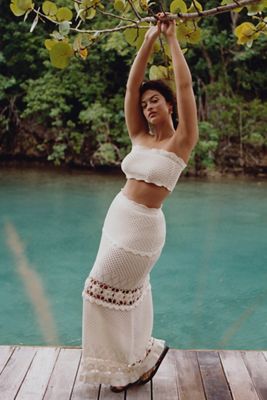 MABLE Pointelle Sweater Tube Top