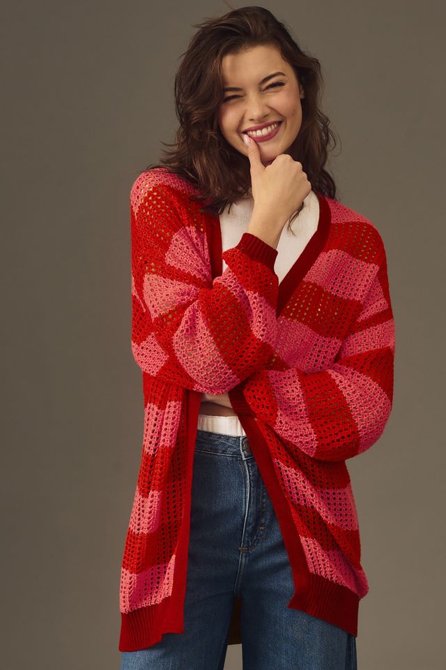 Farm Rio Striped Open-Front Cardigan Sweater #3
