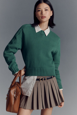 Michael Stars Merle Crew-neck Sweater In Green
