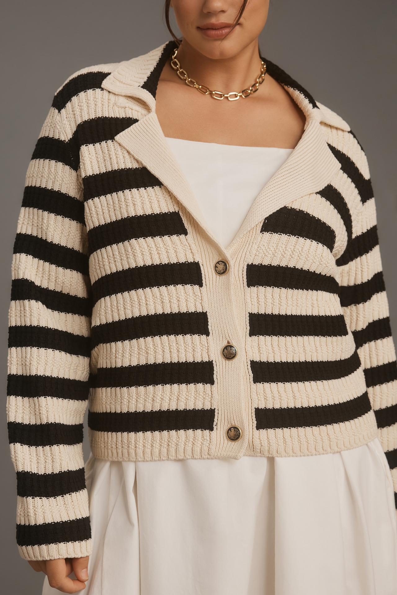 The Greta Polo Cardigan Sweater by Maeve