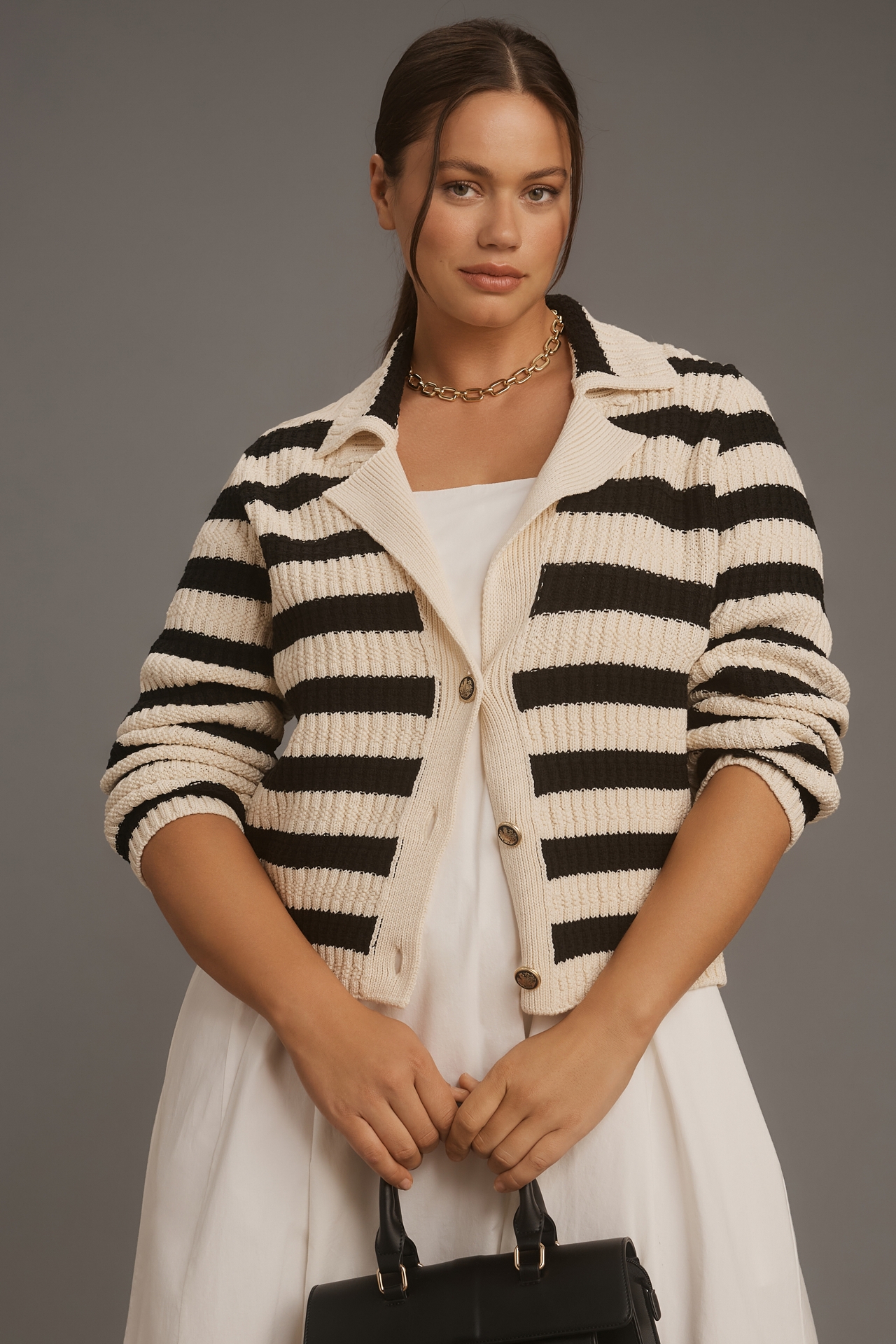 The Greta Polo Cardigan Sweater by Maeve