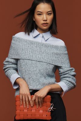 Shop Pilcro Off-the-shoulder Long-sleeve Sweater In Grey