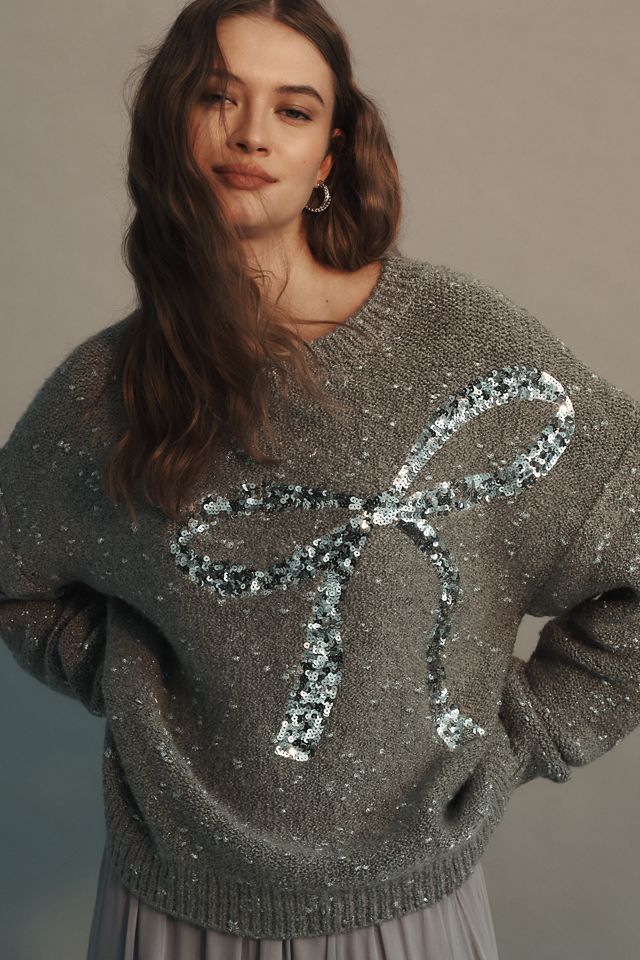 Maeve Sequin Bow Crew-Neck Sweater #4