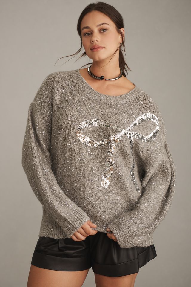 Maeve Sequin Bow Crew-Neck Sweater #6