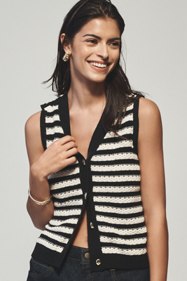 Maeve Button-front Sweater Tank Top In Black
