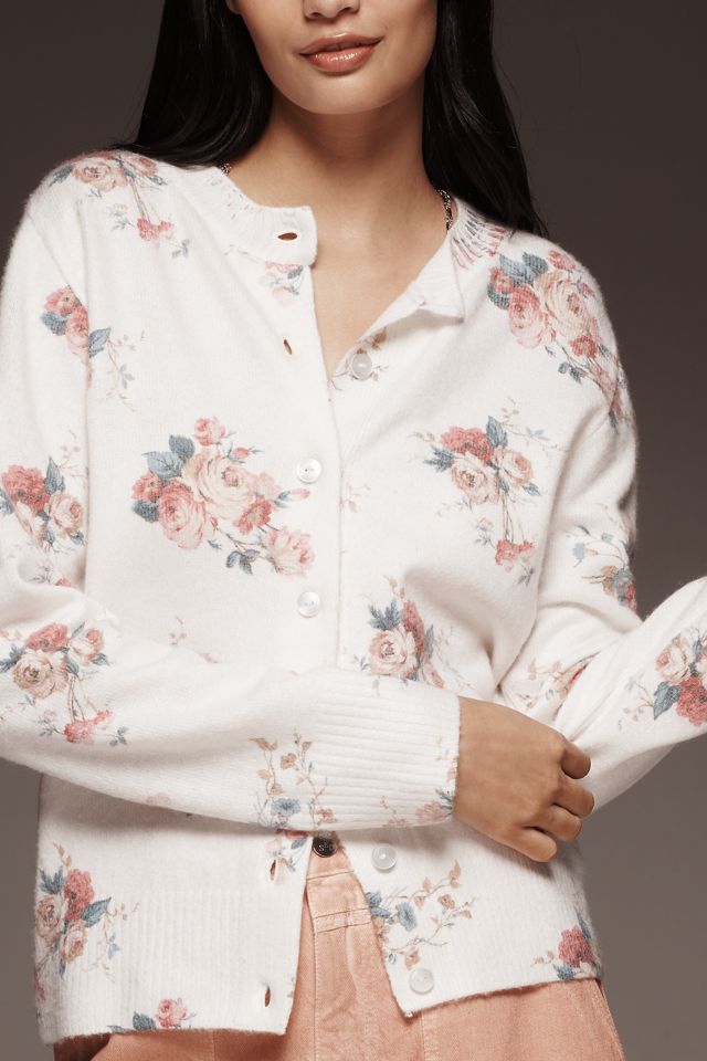 By Anthropologie Crew-Neck Floral Cardigan Sweater #1