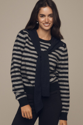 Maeve Crew-neck Scarf Sweater In Animal Print