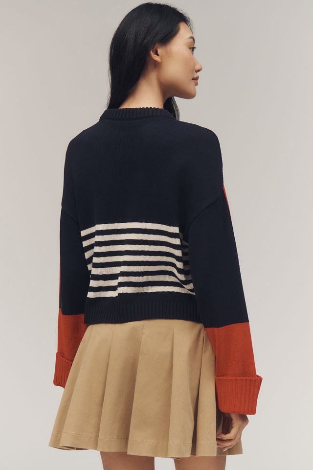 Maeve Sporty Crew-Neck Pullover Sweater