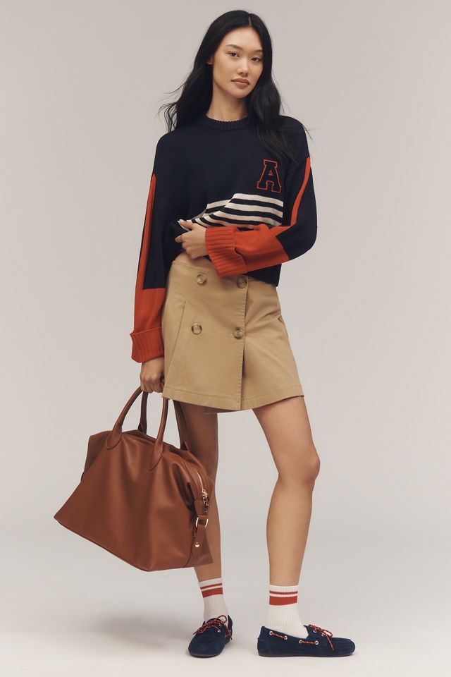 Maeve Sporty Crew-Neck Pullover Sweater