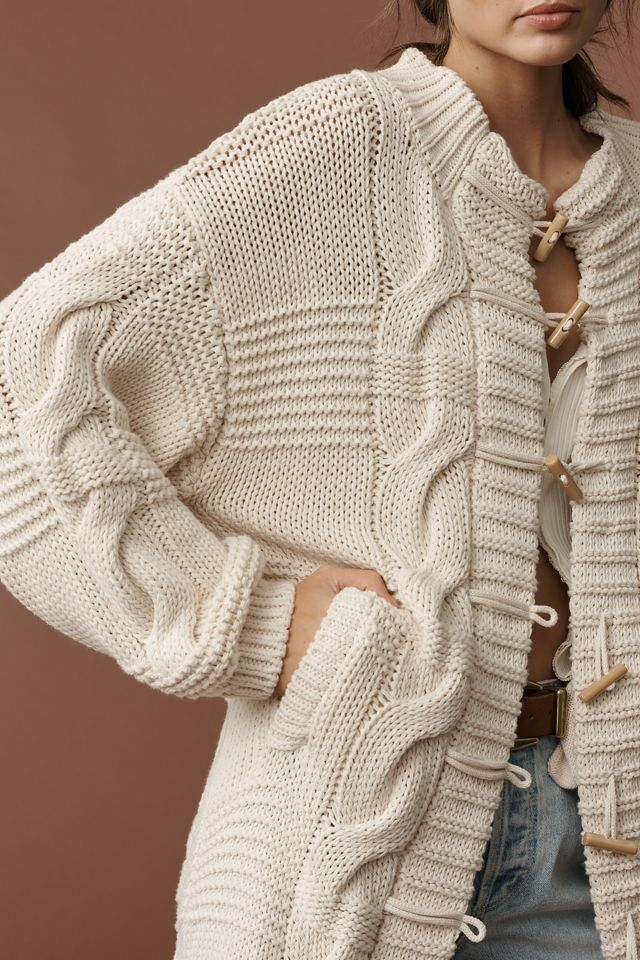 Pilcro Cable-Knit Toggle Duster Cardigan Sweater #2
