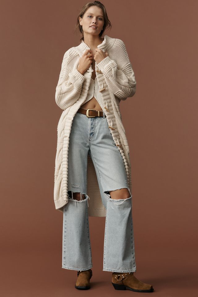 Pilcro Cable-Knit Toggle Duster Cardigan Sweater #3