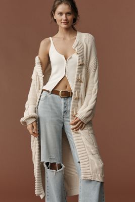 Pilcro Cable-Knit Toggle Duster Cardigan Sweater
