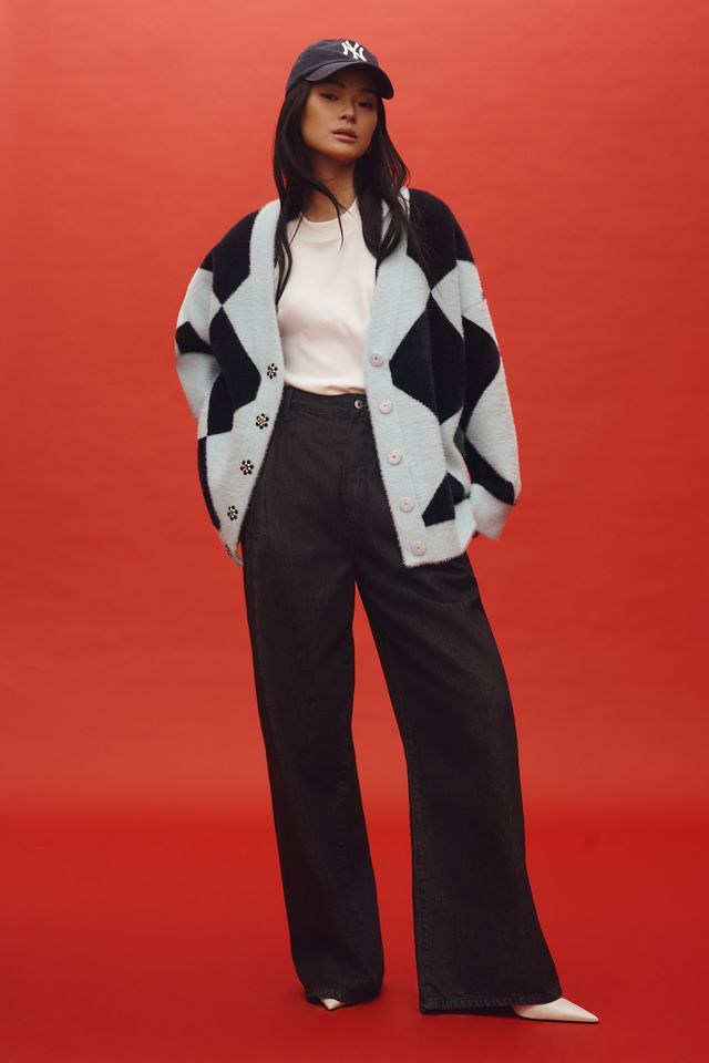 Essentiel Antwerp How Harlequin Knit Cardigan Sweater | Anthropologie