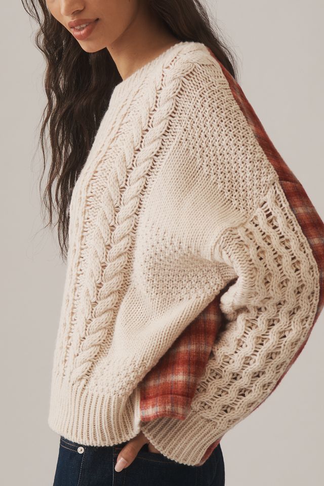 Essentiel Antwerp Cable-Knit Wool Blend Flannel Sweater