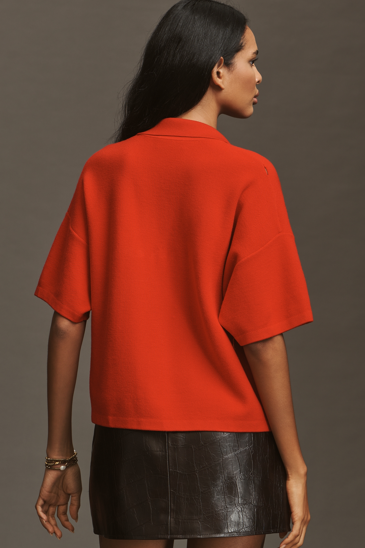 Essentiel Antwerp Sequin Collar Short-Sleeve Sweater