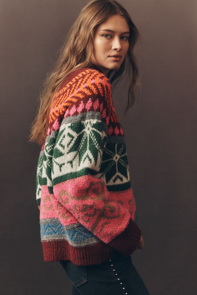 Essentiel Antwerp Irelando Mock-Neck Fair Isle Sweater #1