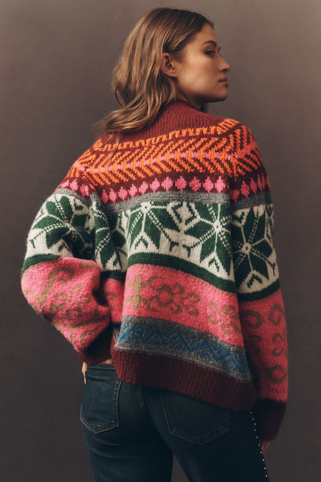 Essentiel Antwerp Irelando Mock-Neck Fair Isle Sweater #2
