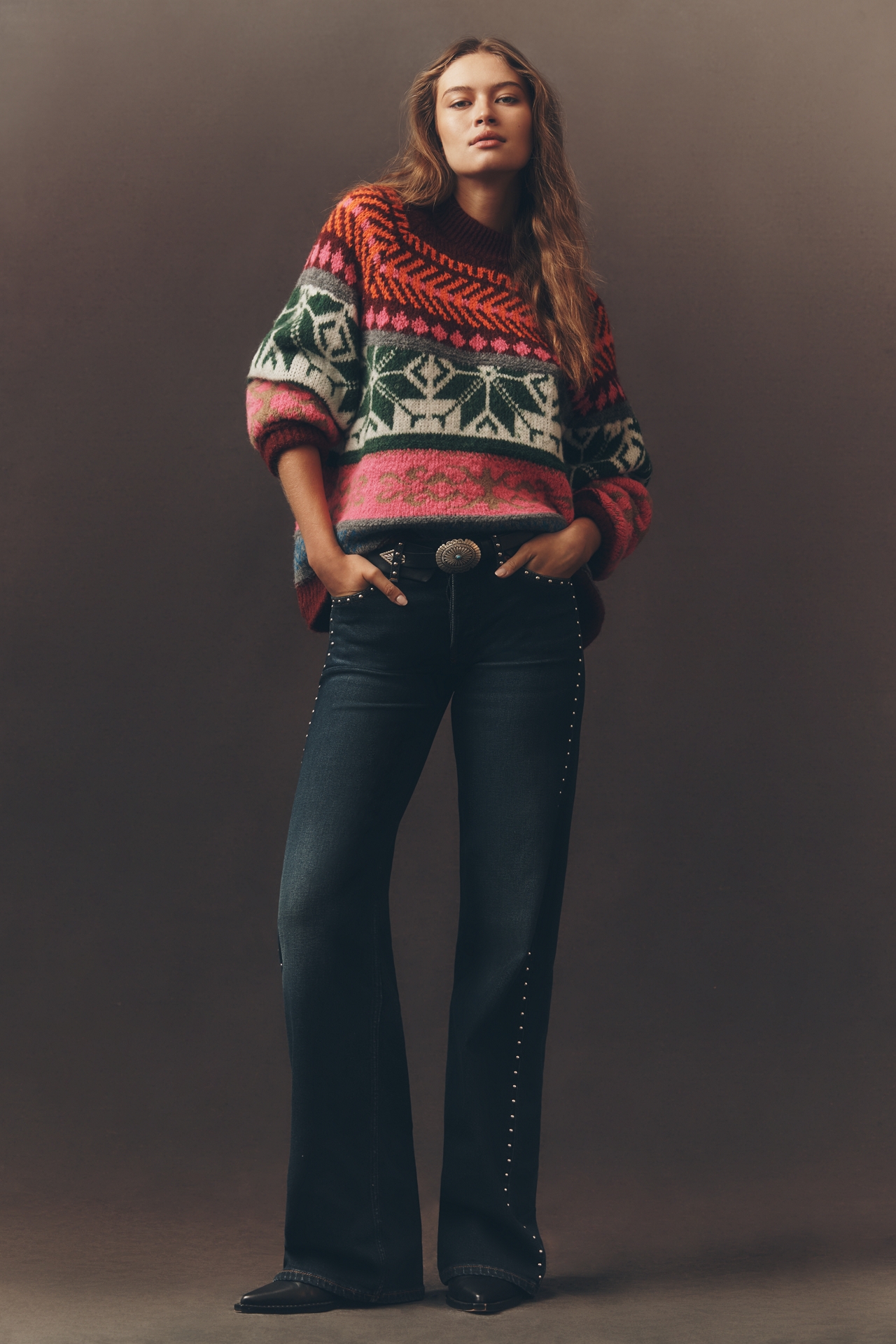 Essentiel Antwerp Irelando Mock-Neck Fairisle Sweater