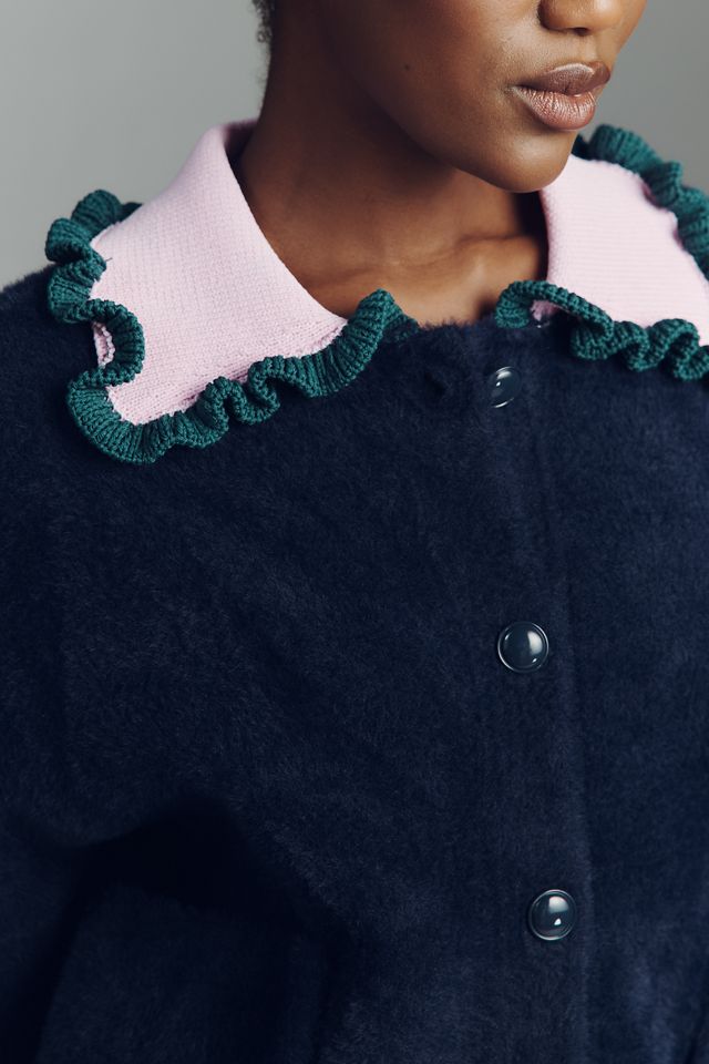 Essentiel Antwerp Jardener Ruffle-Collar Cardigan Sweater #1