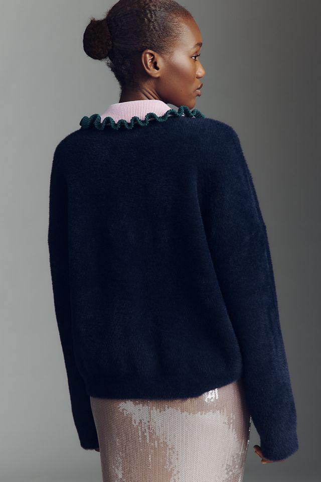 Essentiel Antwerp Jardener Ruffle-Collar Cardigan Sweater #2