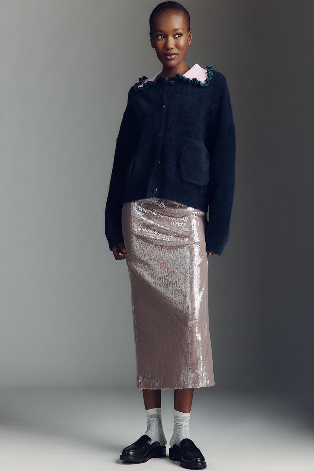 Essentiel Antwerp Jardener Ruffle-Collar Cardigan Sweater #3