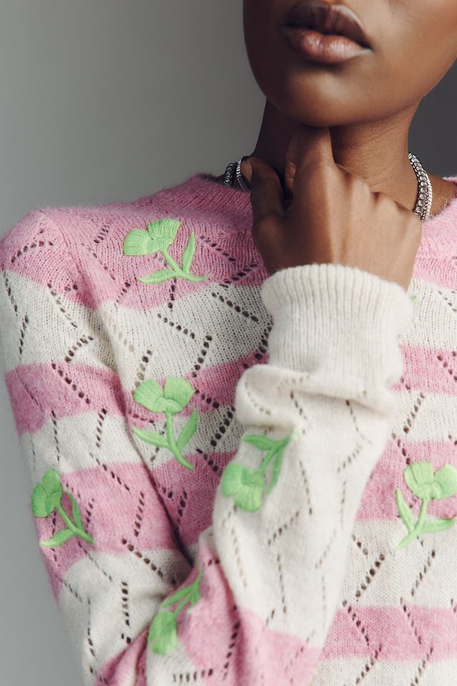 Essentiel Antwerp Jivine Embroidered Intarsia Sweater #1