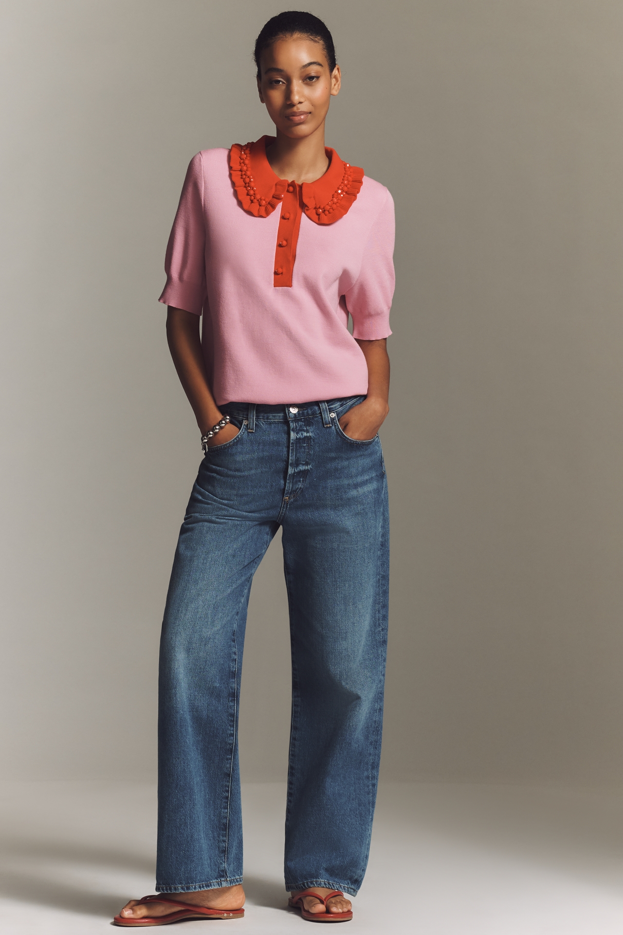 Essentiel Antwerp Jewelry Beaded Collared Sweater