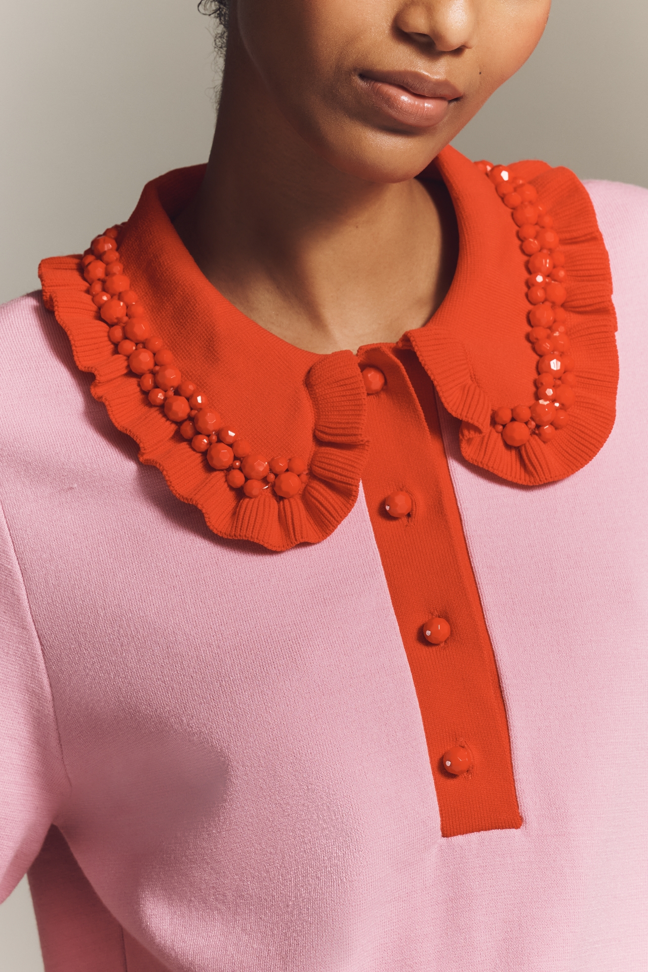 Essentiel Antwerp Jewelry Beaded Collared Sweater