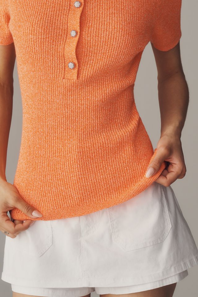 Essentiel Antwerp Jabric Collared Henley Sweater #1