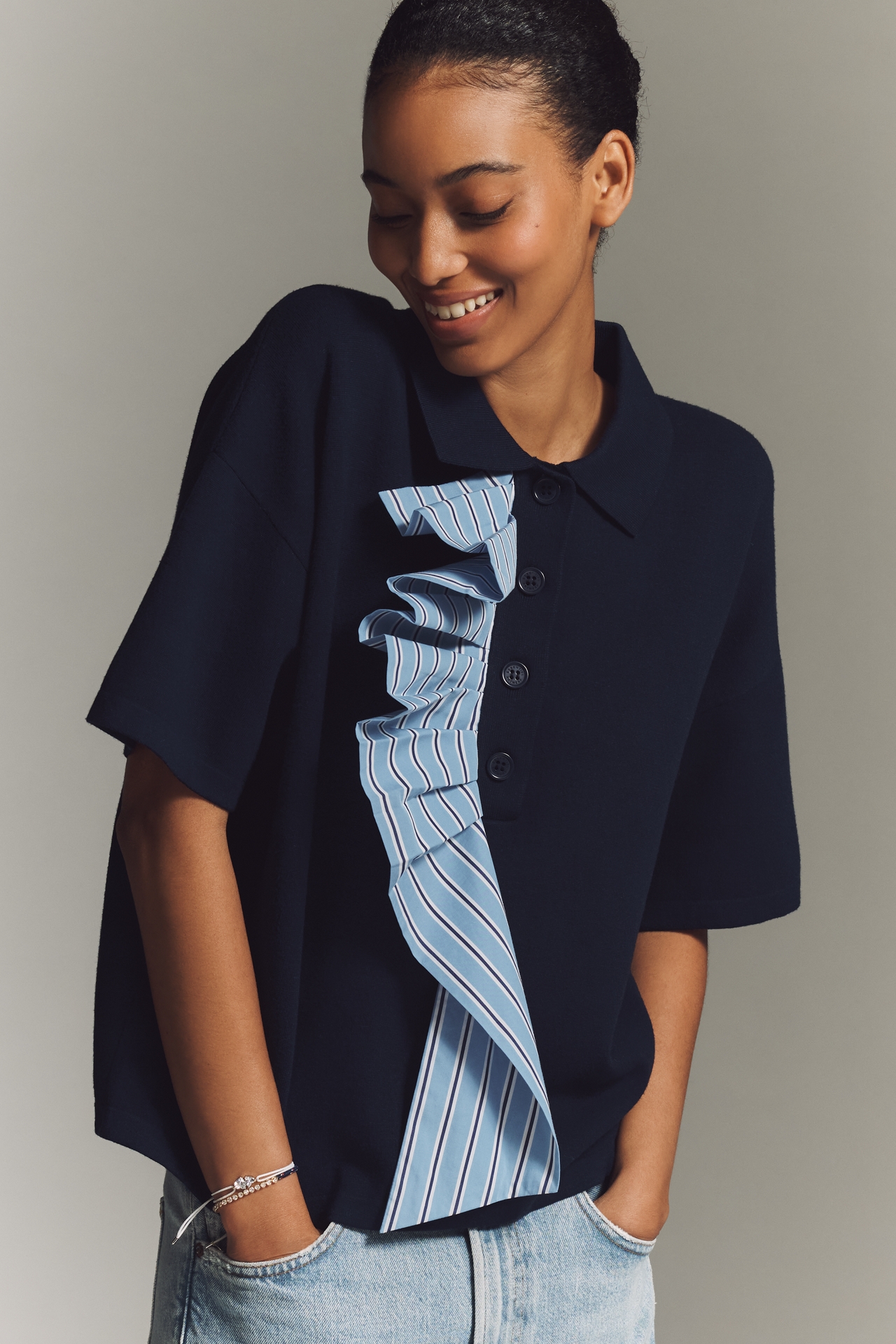 Essentiel Antwerp Jumble Ruffle Knit Top