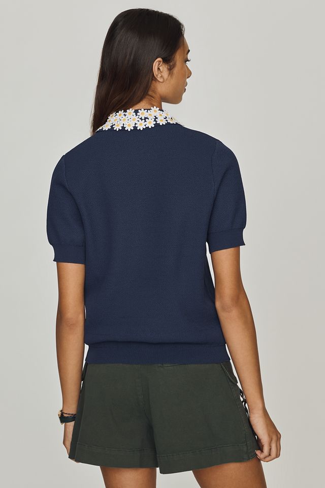 Essentiel Antwerp Jember Flower Collar Sweater | Anthropologie