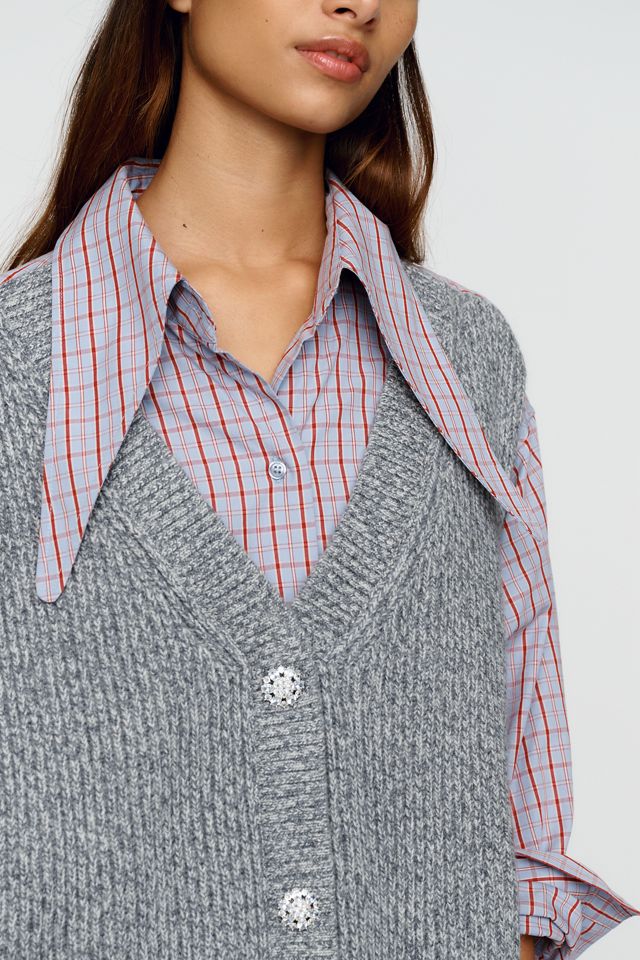 Essentiel Antwerp Kute Cotton Wool Vest Buttondown Shirt #1
