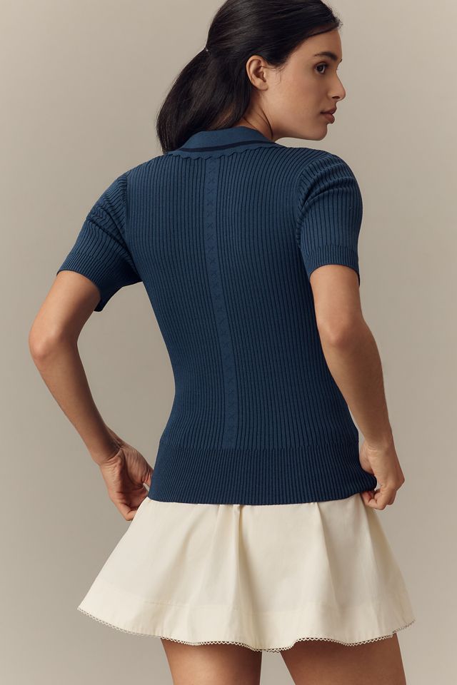 Scotch & Soda Short-Sleeve Ribbed Polo Sweater #1