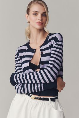 Scotch & Soda Crew-Neck Stripe Cardigan Sweater