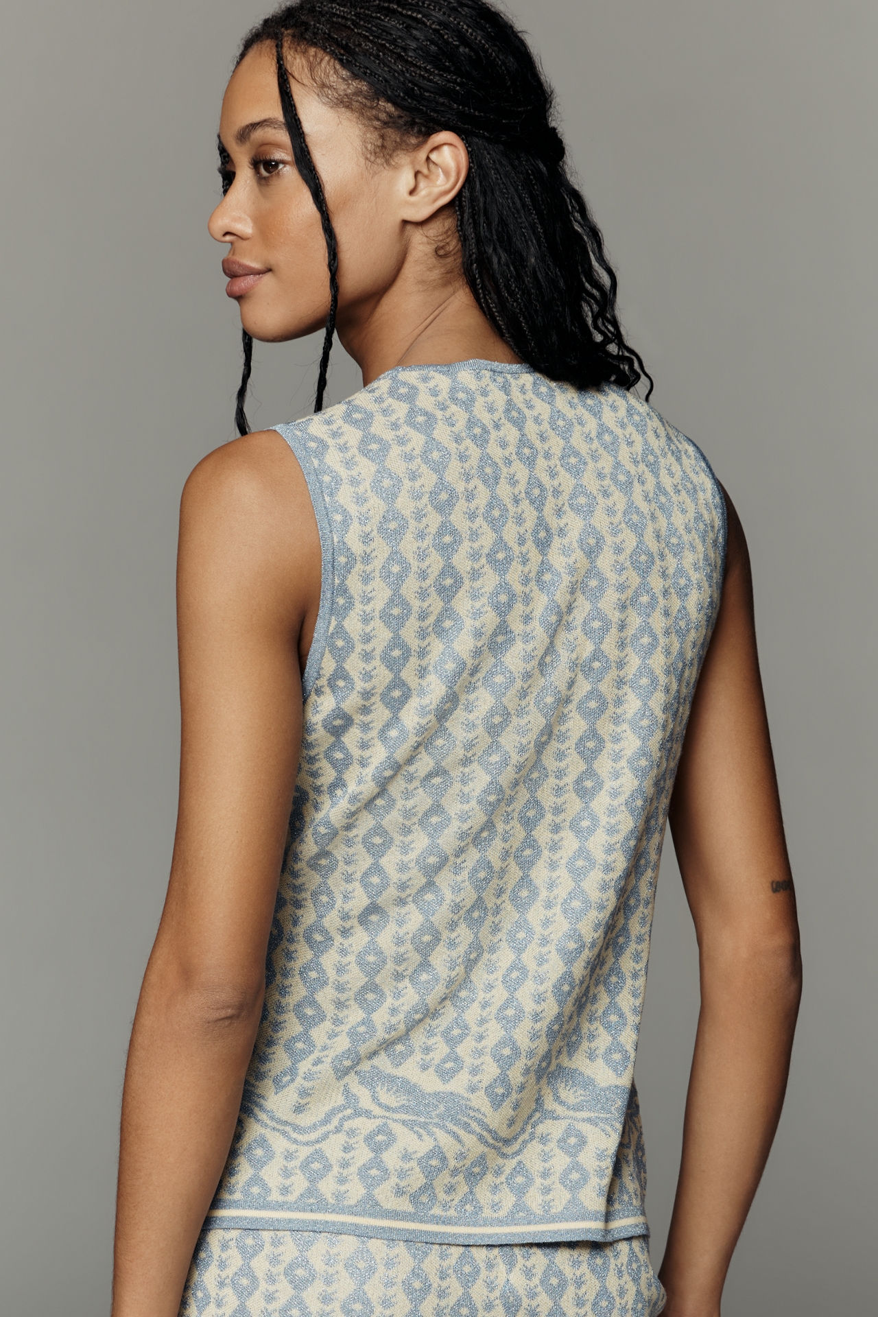 Scotch & Soda Jacquard Tie-Front Sweater Tank