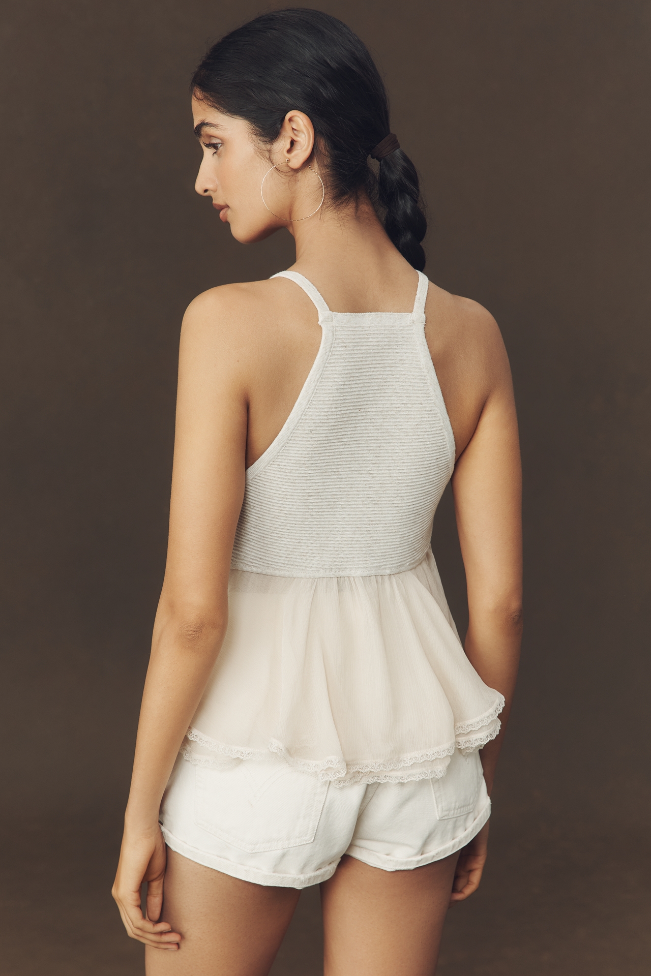 By Anthropologie Sheer Panel Halter Tank Top