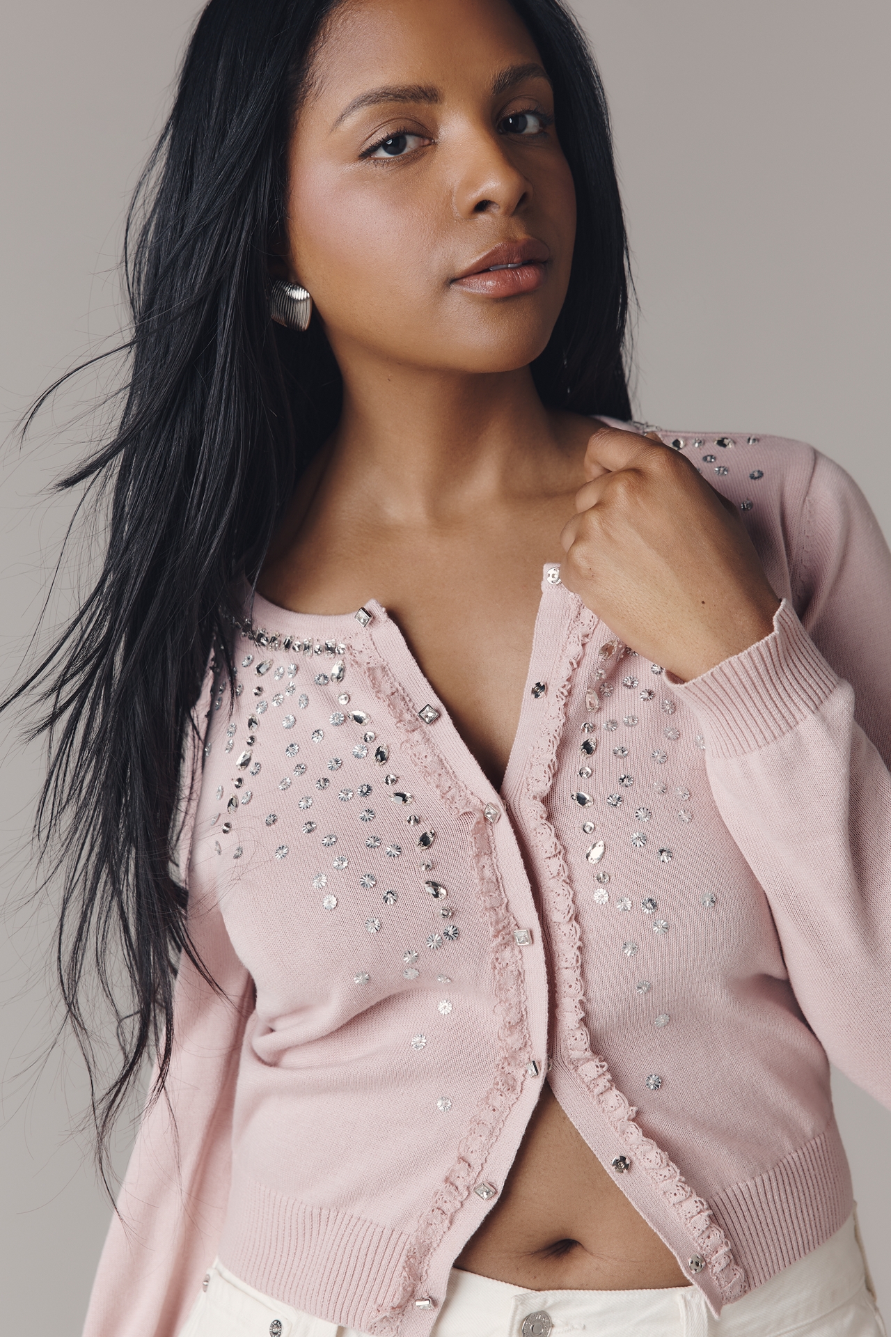 By Anthropologie Crystal Cardigan Sweater