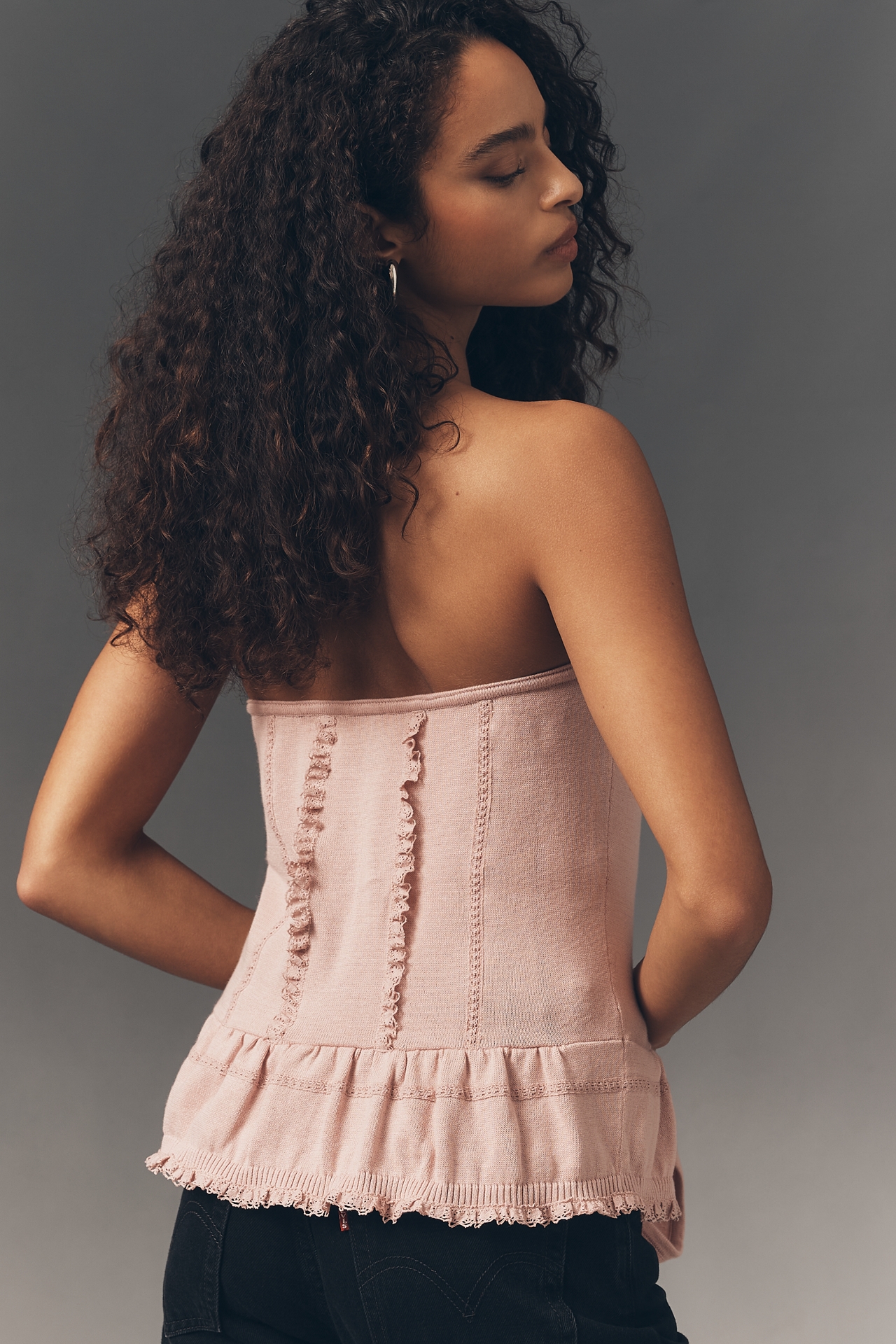 By Anthropologie Crystal Corset Tube Top