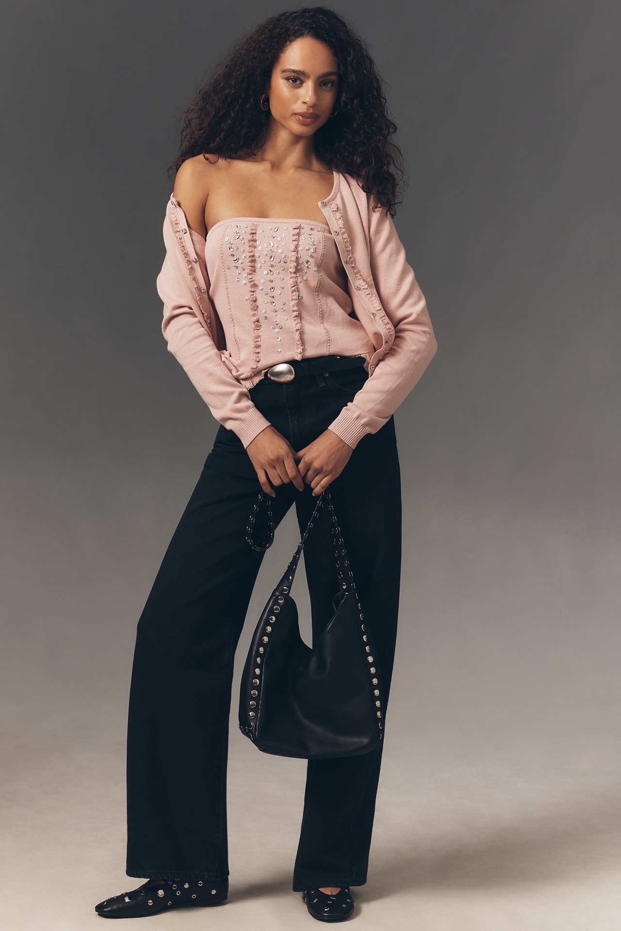 By Anthropologie Crystal Corset Tube Top