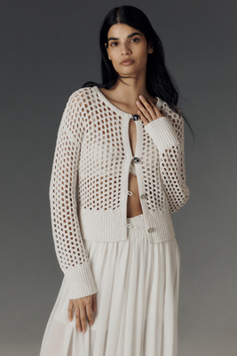 Derek Lam 10 Crosby Syvie Crochet Sequin Cardigan Sweater In White