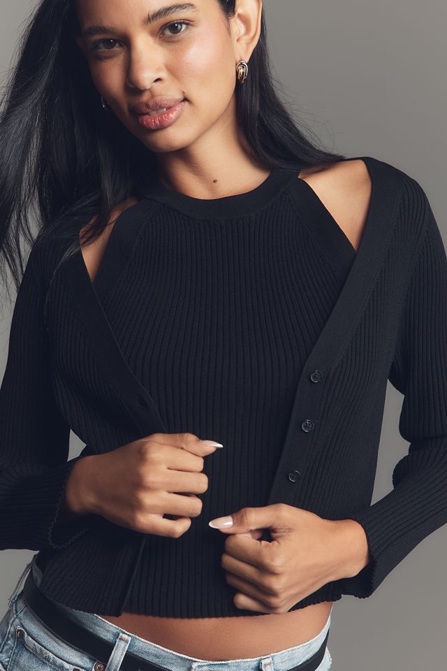 Derek Lam 10 Crosby Lonnie Layered Halter Cardigan Sweater #3
