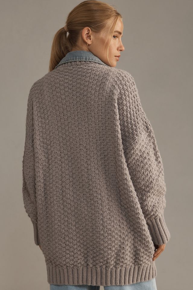 Another Mode Denim Patchwork Twofer Cardigan Sweater | Anthropologie