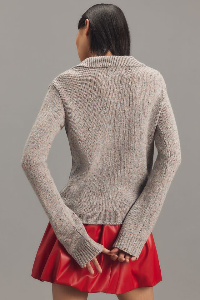 Lingua Franca Lee Tweed Argyle Polo Sweater Anthropologie