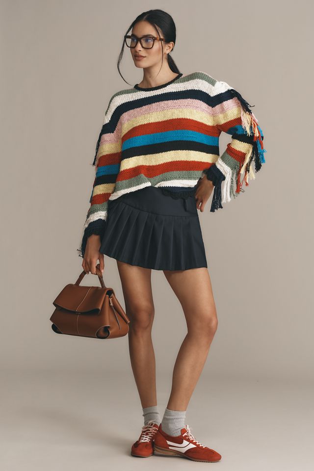 Lingua Franca Marathi Crew-Neck Fringe Sweater #2