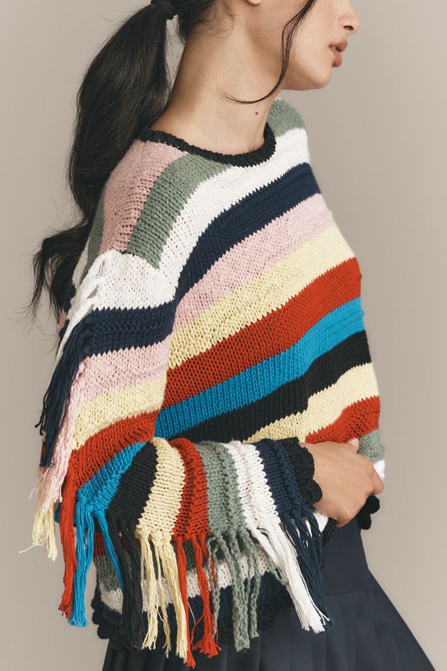 Lingua Franca Marathi Crew-Neck Fringe Sweater #3