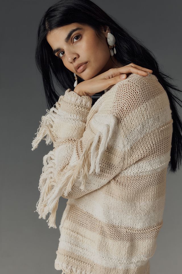 Lingua Franca Marathi Crew-Neck Fringe Sweater #2