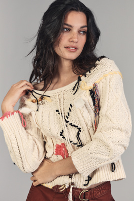 Lingua Franca Vaggelis Off-the-shoulder Novelty Sweater