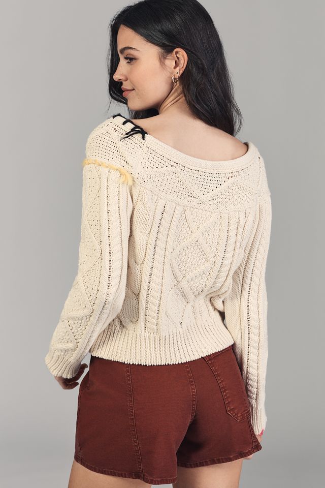 Lingua Franca Vaggelis Off-The-Shoulder Novelty Sweater #1