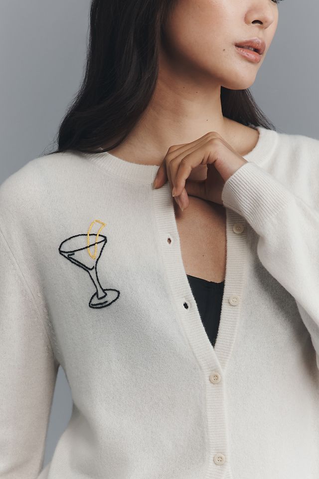 Lingua Franca Embroidered Cashmere Cardigan Sweater #1
