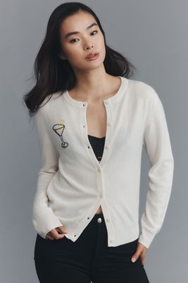 Lingua Franca Embroidered Cashmere Cardigan Sweater